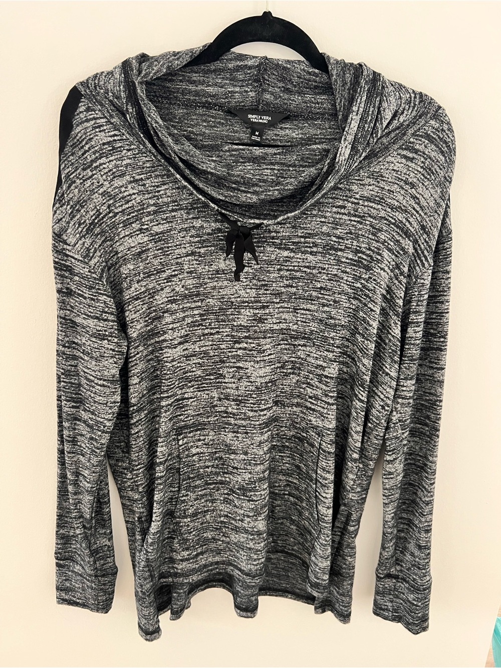Simply Vera Gray Marbled Long Sleeve Cowl Neck Top
